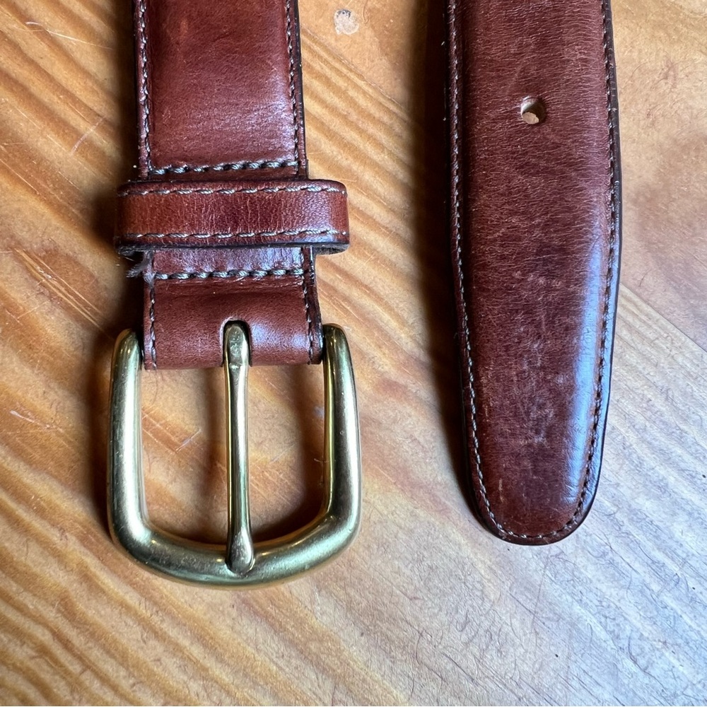 Mens Leather Aztec Tribal Western Inlayed Belt Brass Buckle Size 38 Multi USA - Picture 8 of 12